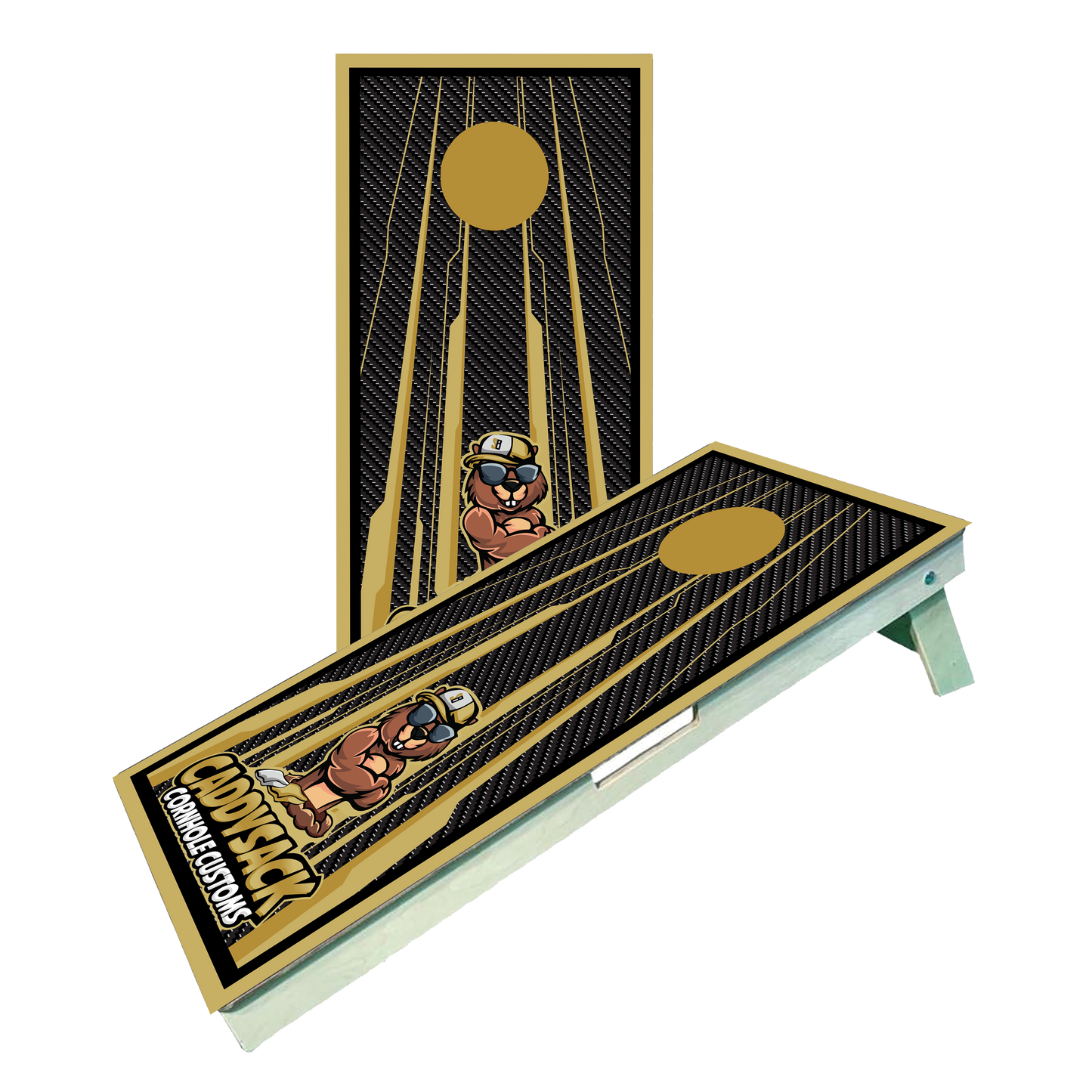CaddySack "Carbon Racing" Gold Cornhole Boards