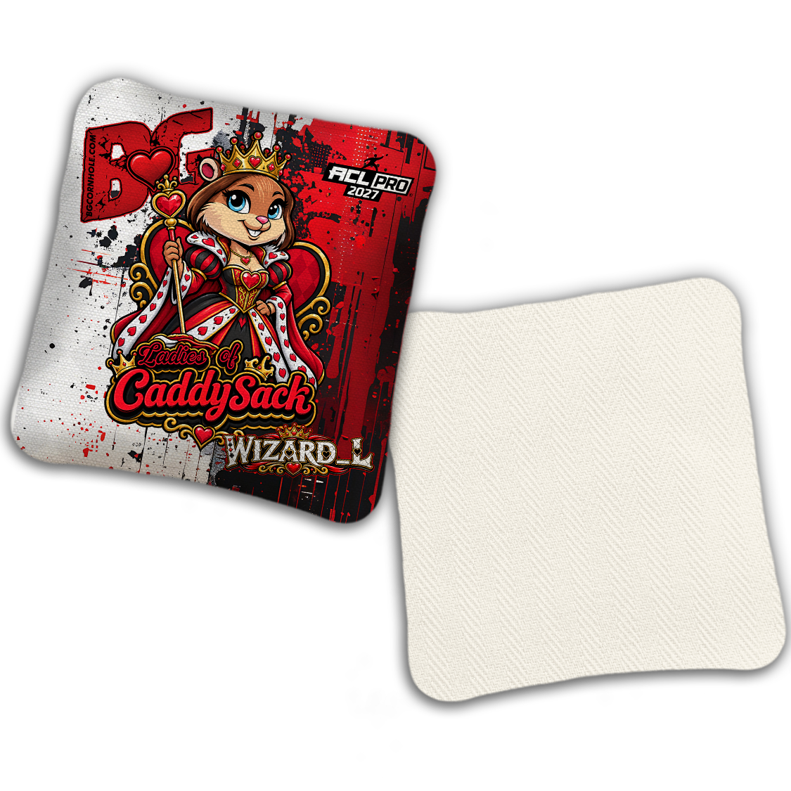 2027 Multiple Bag Models "CaddySack Queen of Hearts” Collab - ACL Pro Stamped Cornhole Bags - SET OF 4 BAGS