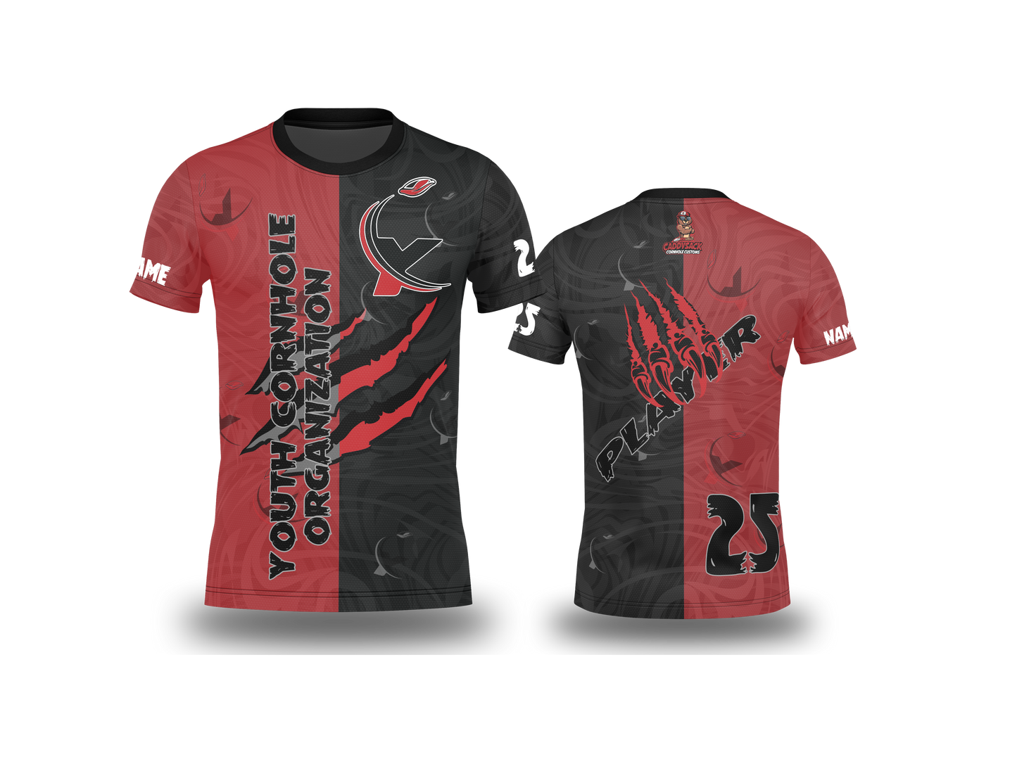 All New! 2026 Youth Cornhole Jersey!-Red/Black