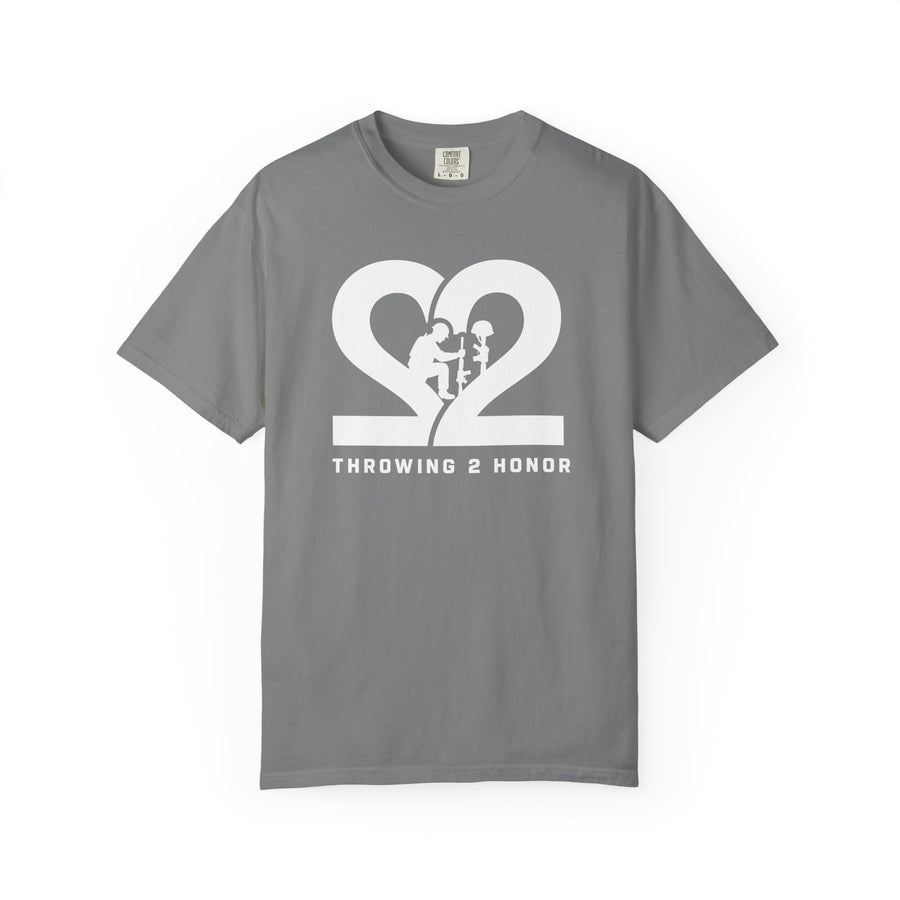 Throwing 2 Honor 22 Awareness Military Edition pre-shrunk t-shirt front in Grey