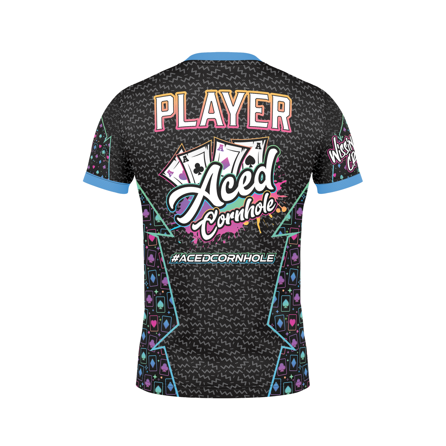 All New Aced Cornhole Jersey-Neon Cards