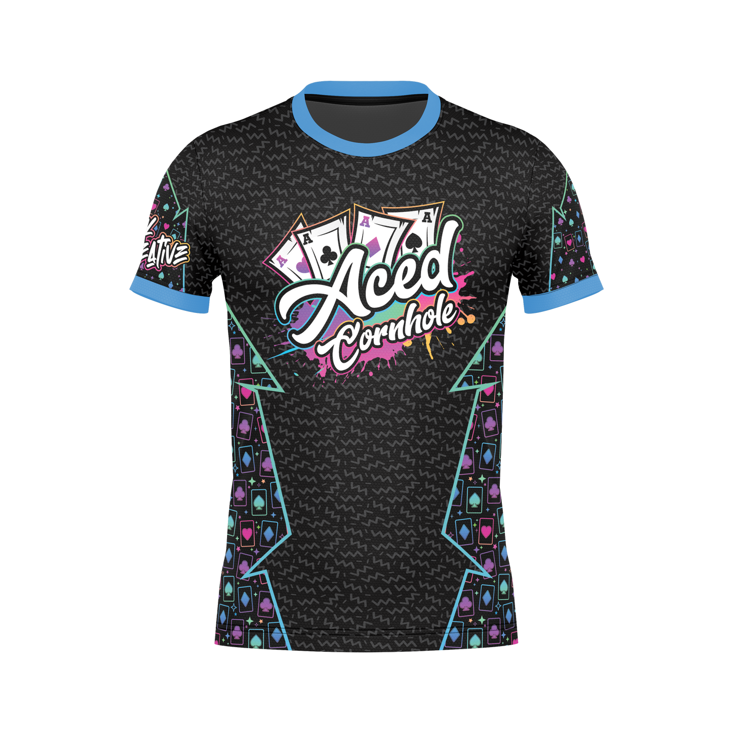 All New Aced Cornhole Jersey-Neon Cards
