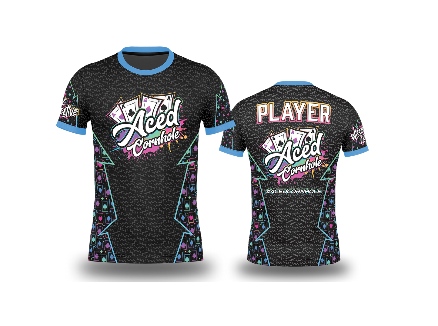 All New Aced Cornhole Jersey-Neon Cards