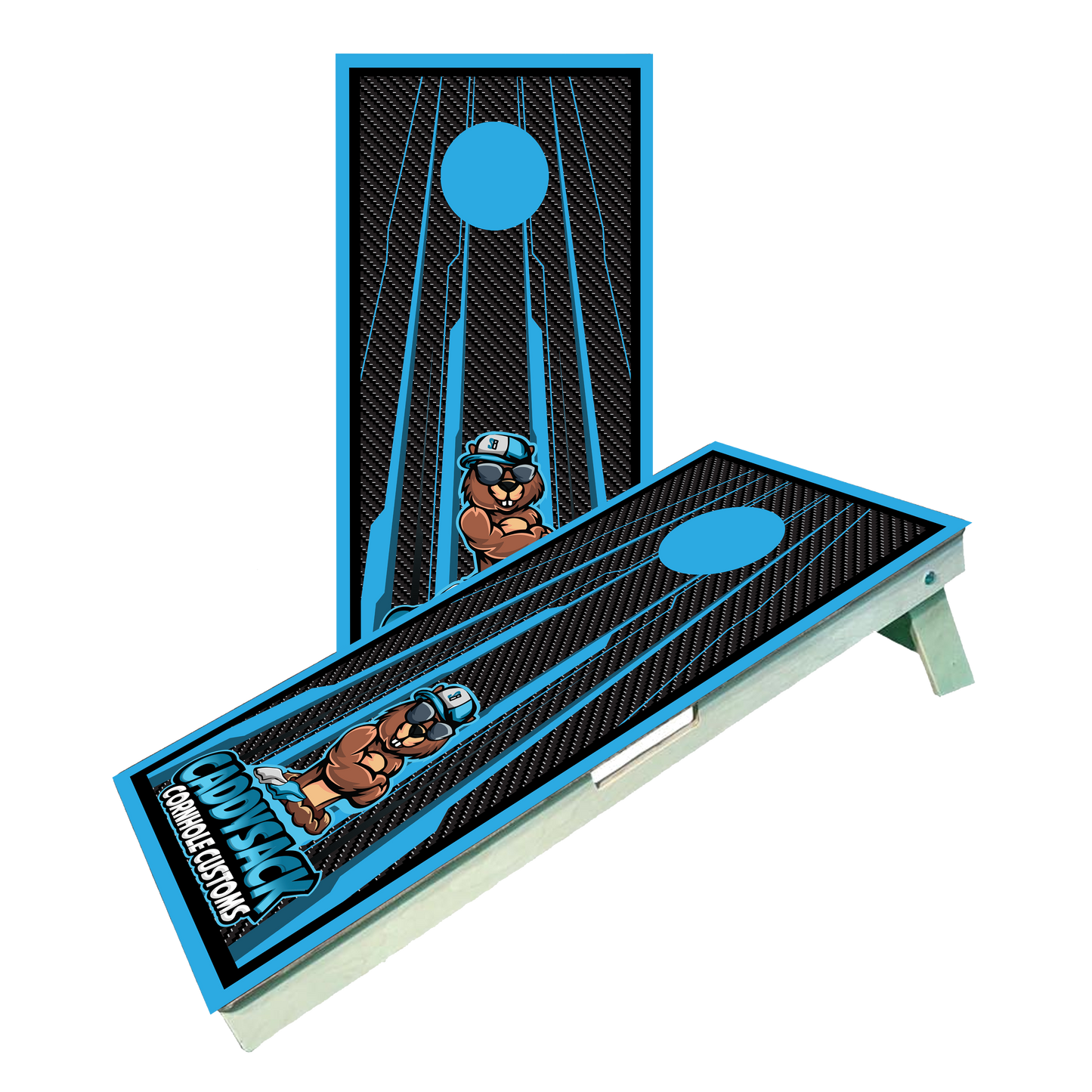 CaddySack "Carbon Racing"  Blue Cornhole Boards