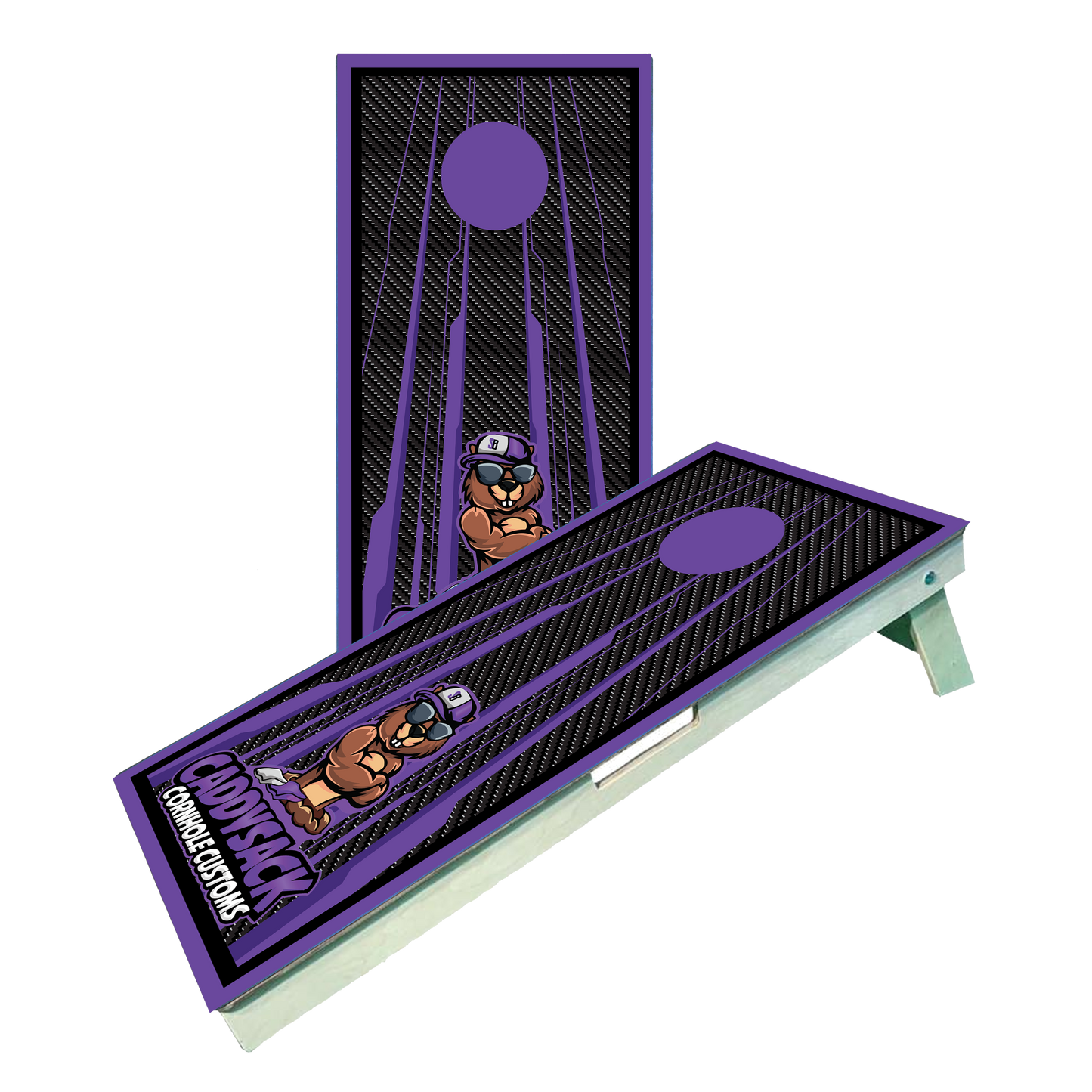 CaddySack "Carbon Racing" Purple Cornhole Boards
