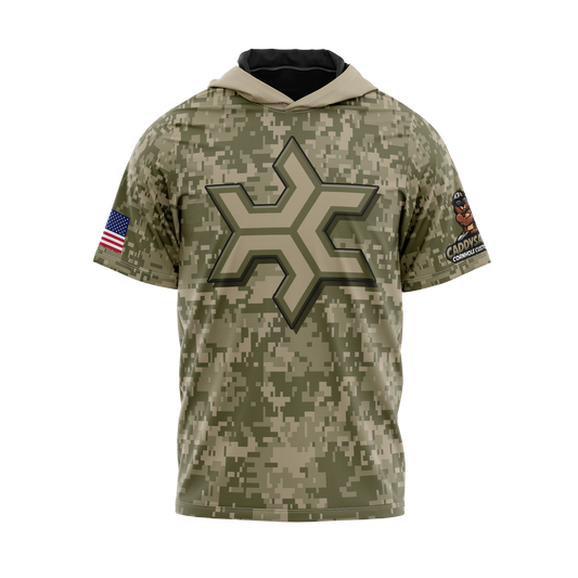 THE NEW "TRIPLE C" COLLECTION-SHORT SLEEVE HOODIE-_ARMY CAMO_SPANDEX MESH