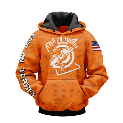 FISH ON TARGET CORNHOLE-SUBLIMATED HOODIE-CAMO (Multi-Colors)