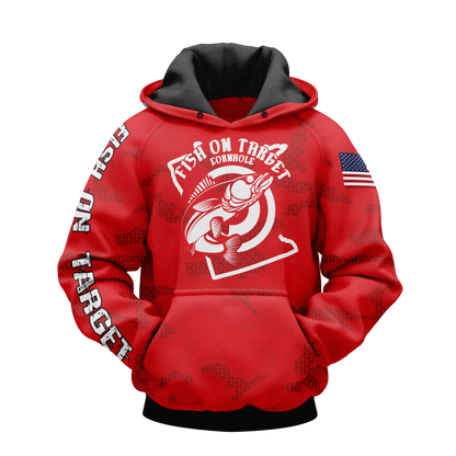 FISH ON TARGET CORNHOLE-SUBLIMATED HOODIE-CAMO (Multi-Colors)
