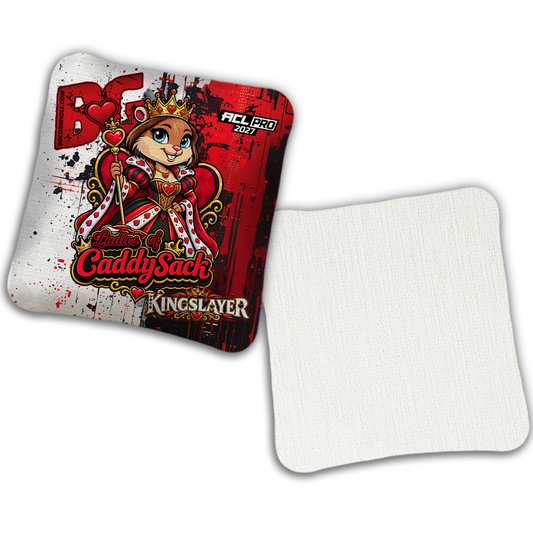 2027 Multiple Bag Models  "CaddySack Queen of Hearts” Collab - ACL Pro Stamped Cornhole Bags - SET OF 4 BAGS