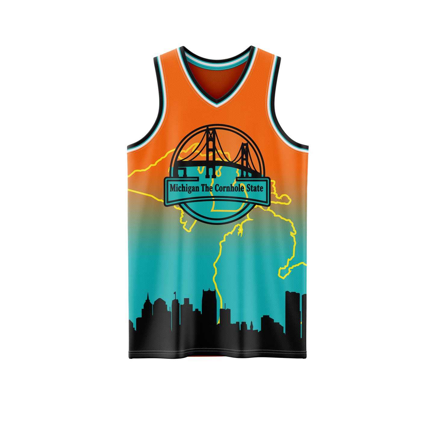 MOTOR CITY CORNHOLE "MICHIGAN, THE CORNHOLE STATE"  TANK TOP_SPANDEX MESH