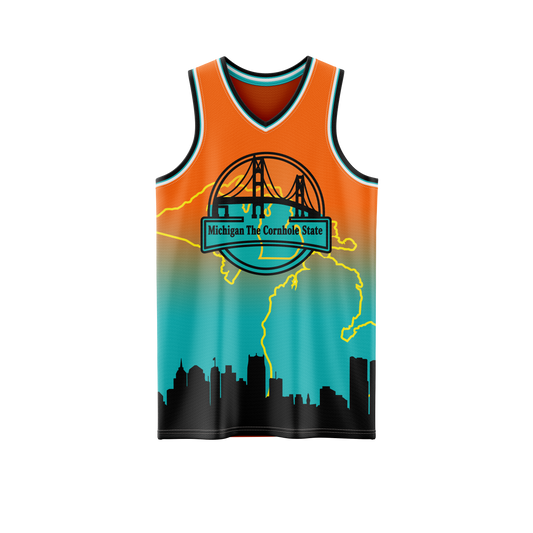 MOTOR CITY CORNHOLE "MICHIGAN, THE CORNHOLE STATE"  TANK TOP_SPANDEX MESH