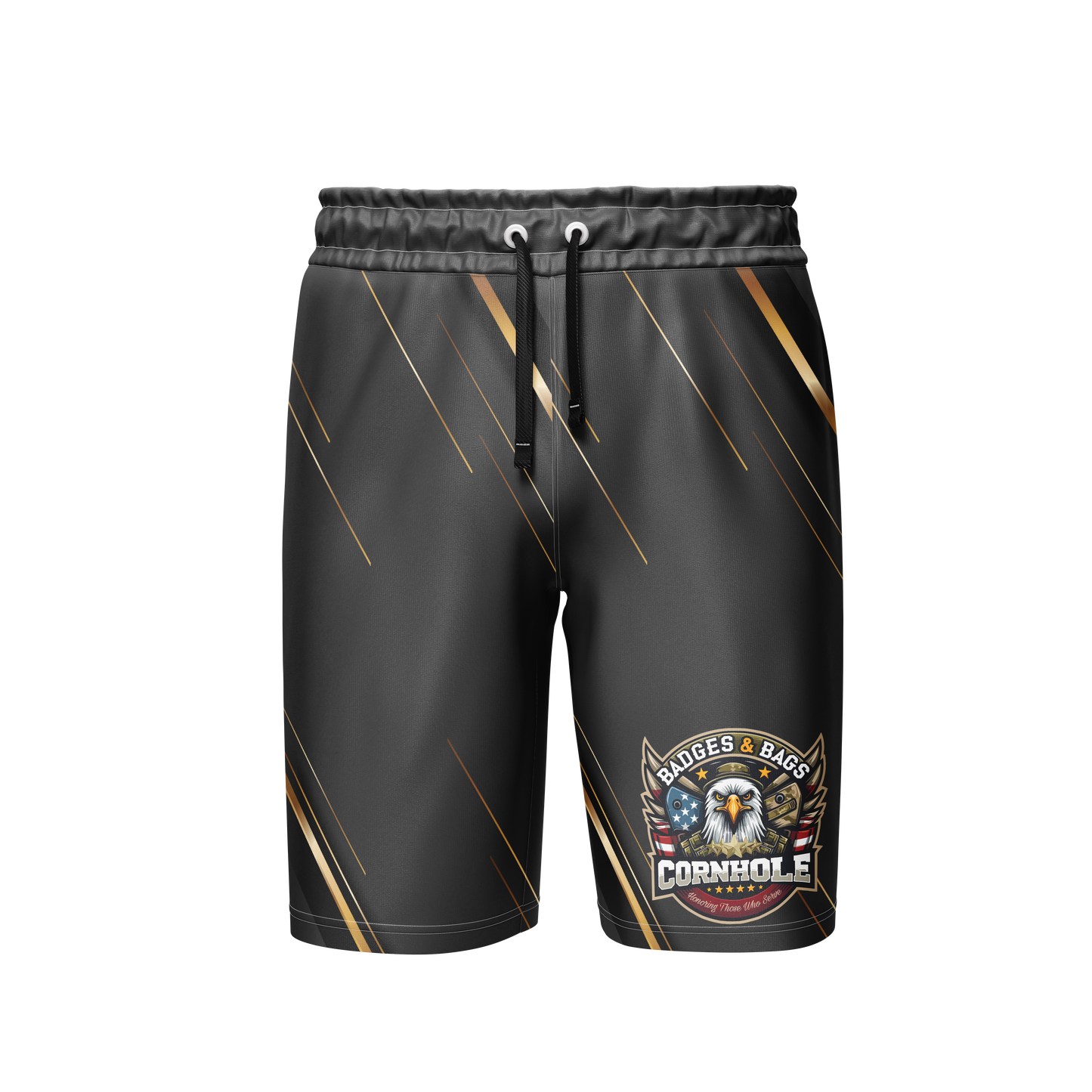 BADGES AND BAGS CORNHOLE SHORTS~NEW!