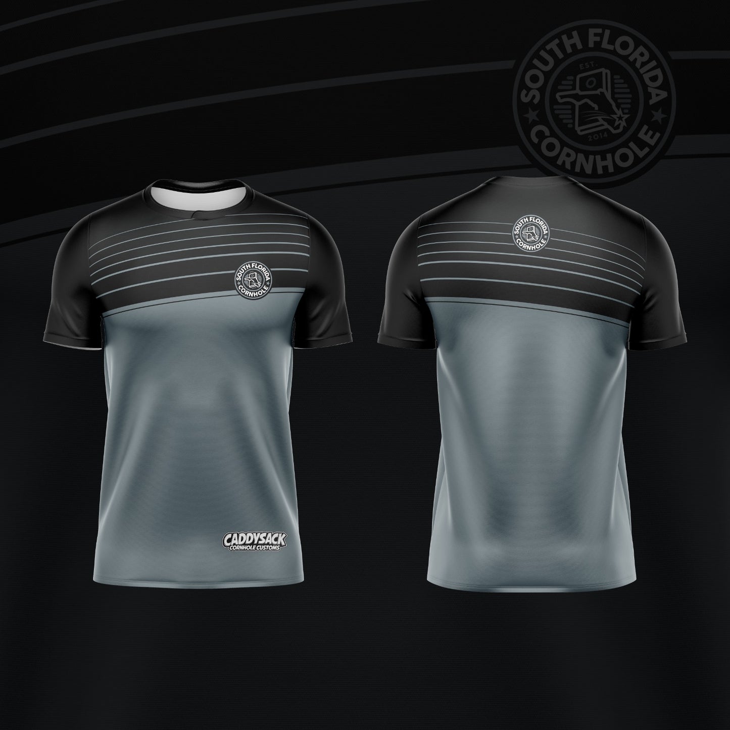 SOUTH FLORIDA CORNHOLE JERSEY "ANGLED LINE" -BLACK/GREY