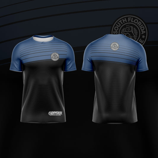 SOUTH FLORIDA CORNHOLE JERSEY "ANGLED LINE" -BLUE/BLACK