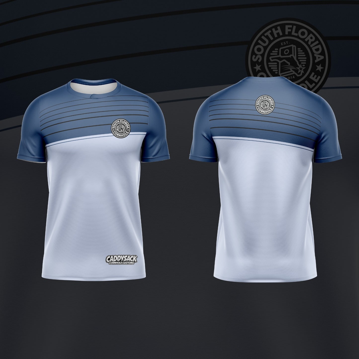 SOUTH FLORIDA CORNHOLE JERSEY "ANGLED LINE" -BLUE/WHITE