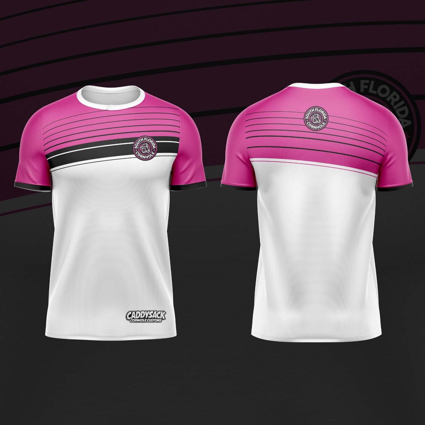 SOUTH FLORIDA CORNHOLE JERSEY "ANGLED LINE" -PINK/WHITE