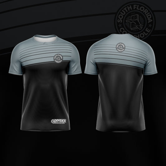 SOUTH FLORIDA CORNHOLE JERSEY "ANGLED LINE" -GREY/BLACK