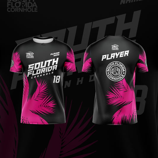 SOUTH FLORIDA CORNHOLE JERSEY "PALMS" EDITION-BLACK/PINK