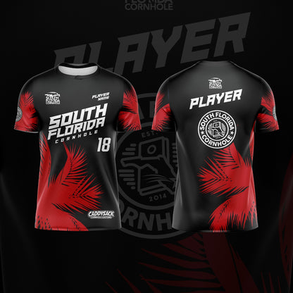 SOUTH FLORIDA CORNHOLE JERSEY "PALMS" EDITION-BLACK/RED