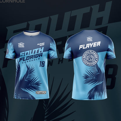 SOUTH FLORIDA CORNHOLE JERSEY "PALMS" EDITION-BLUE/BLUE