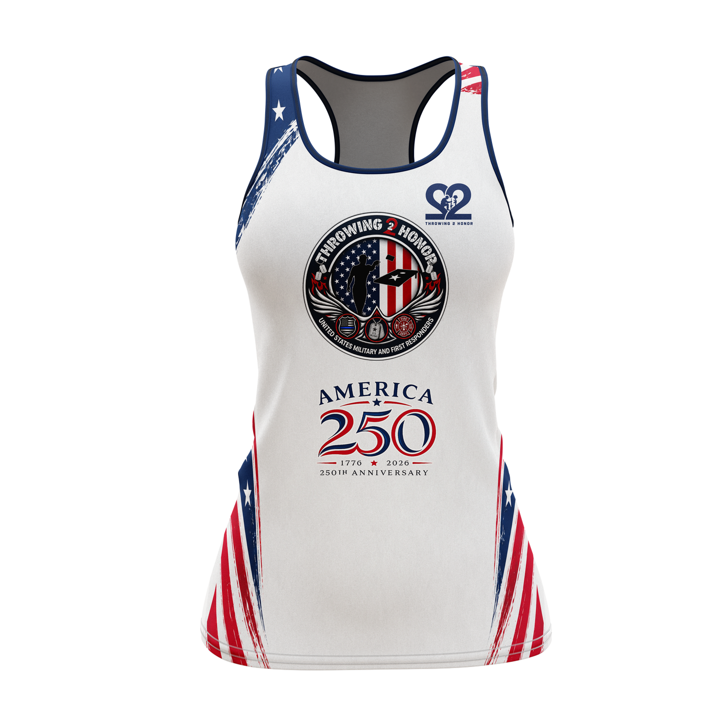 Throwing 2 Honor Charity "America 250th Anniversary"-V-Neck,  Tank Top