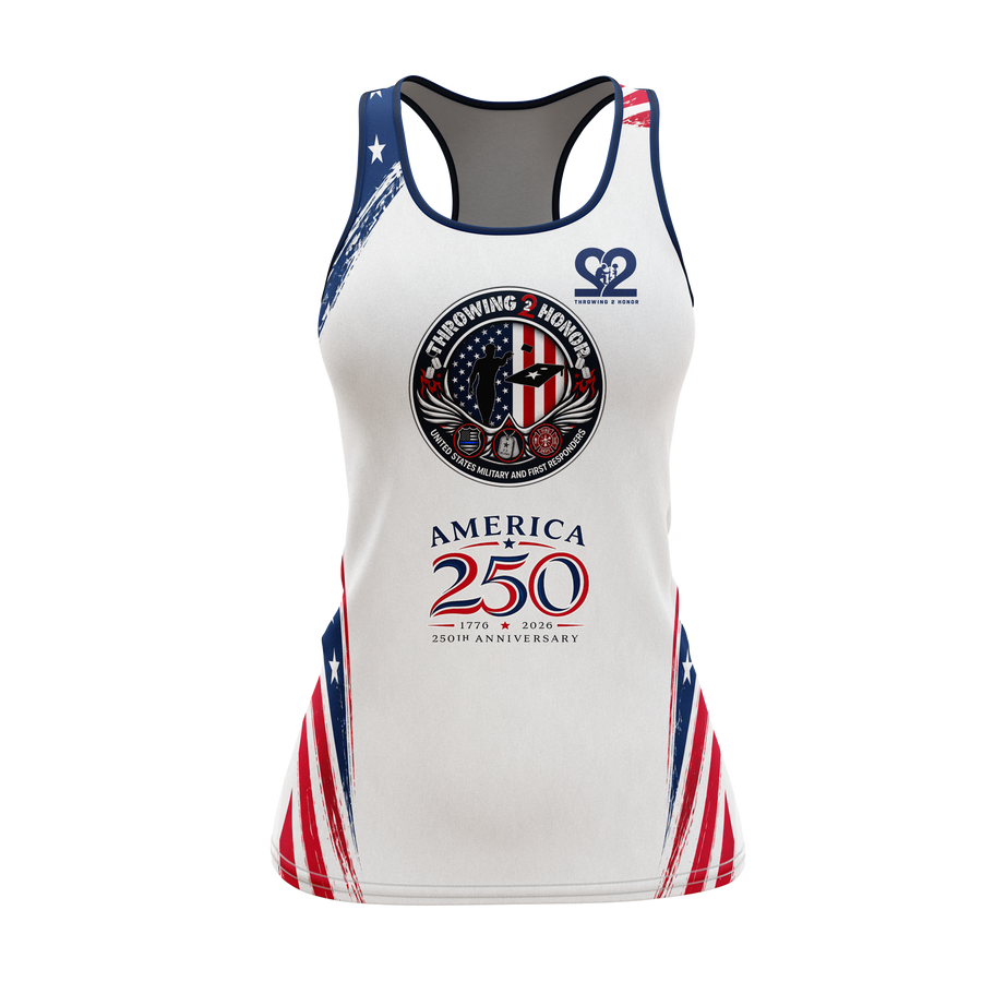 Throwing 2 Honor America 250th Anniversary women's tank top front