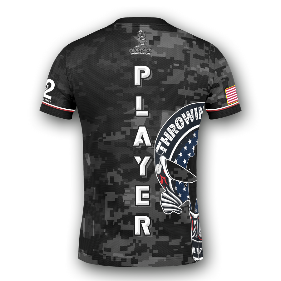 Throwing 2 Honor Punisher Skull jersey back mockup from CaddySack