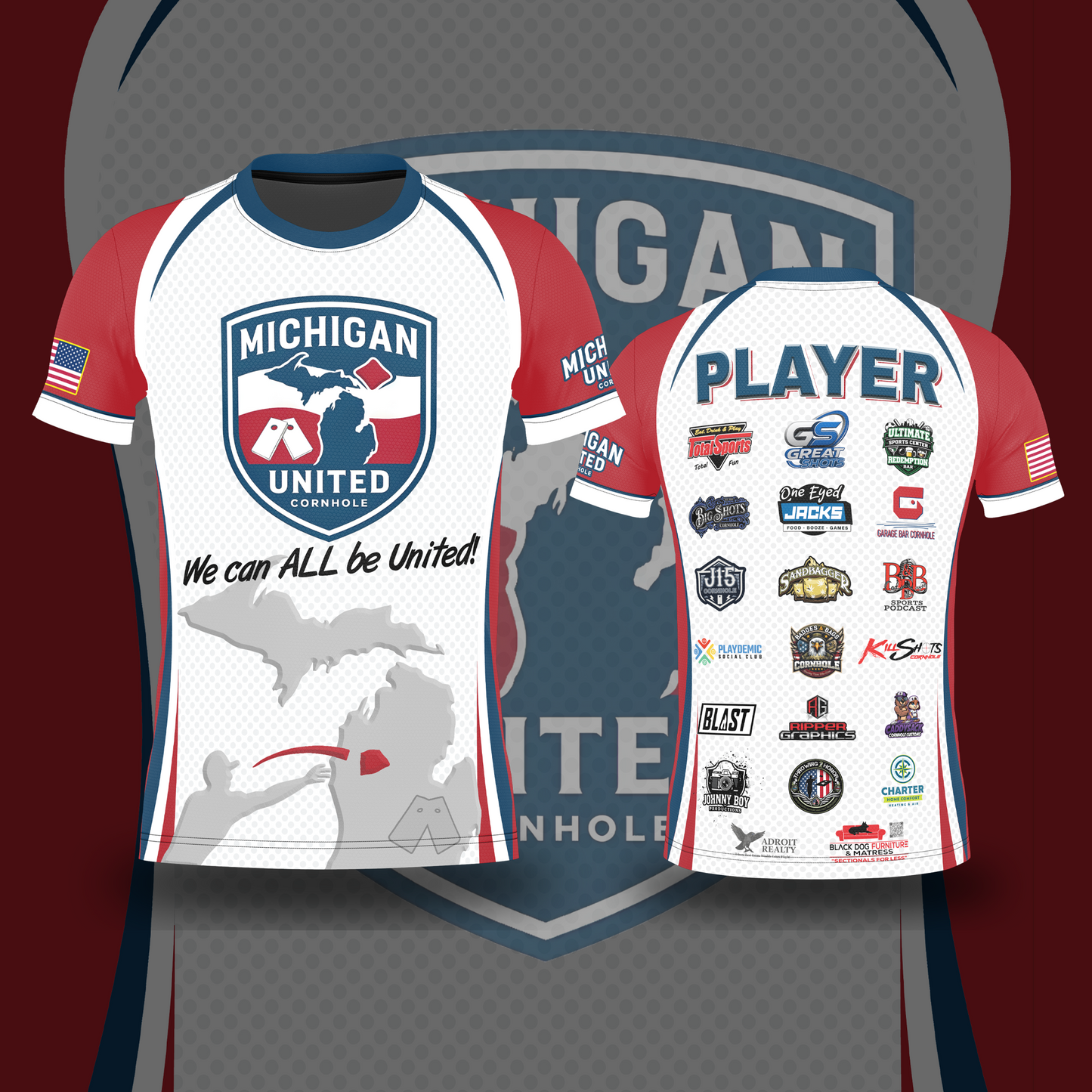MICHIGAN UNITED CORNHOLE JERSEY