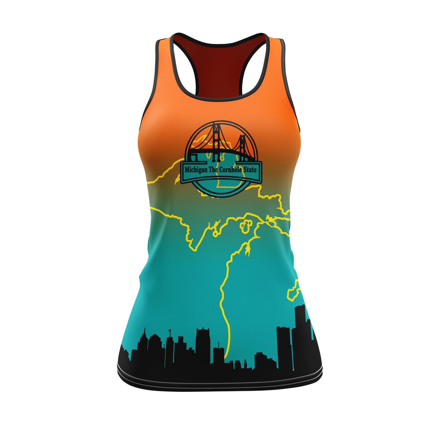 MOTOR CITY CORNHOLE "MICHIGAN, THE CORNHOLE STATE"  TANK TOP_SPANDEX MESH