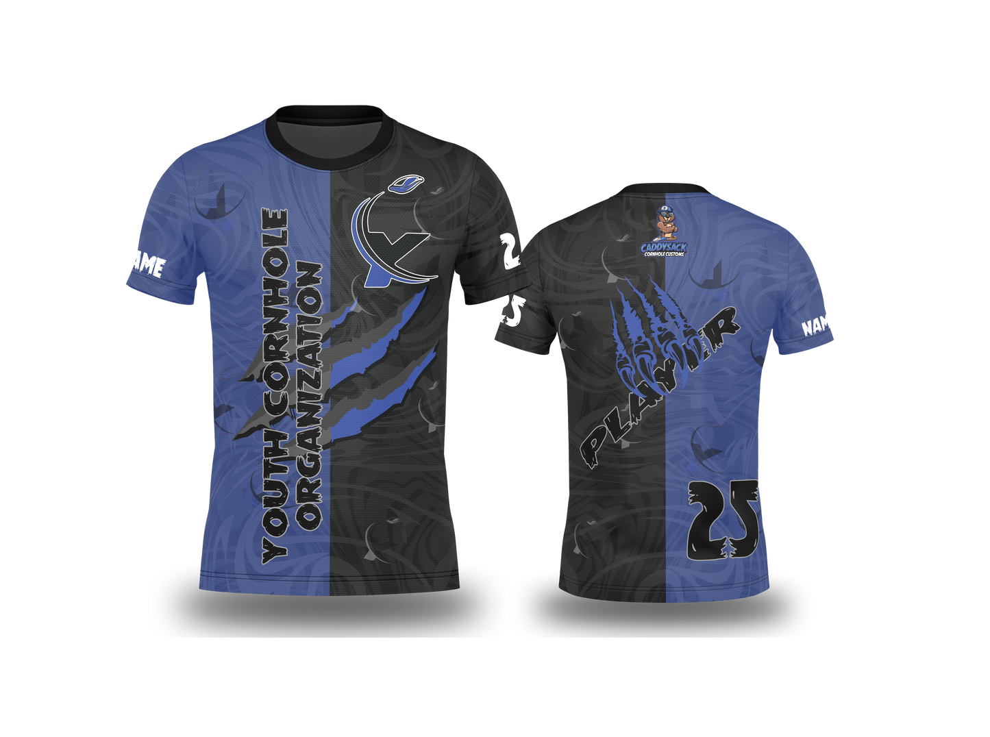 All New!  2026 Youth Cornhole Jersey!-Blue/Black