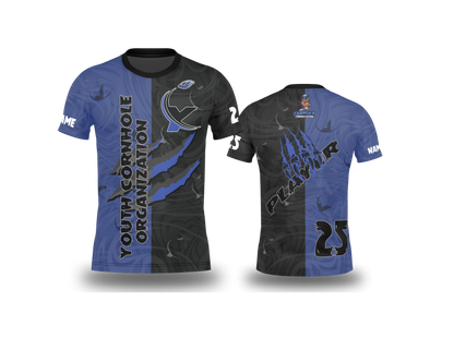 All New!  2026 Youth Cornhole Jersey!-Blue/Black