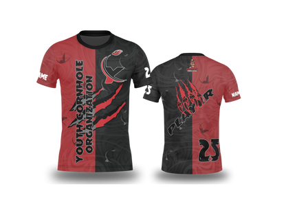 All New!  2026 Youth Cornhole Jersey!-Red/Black