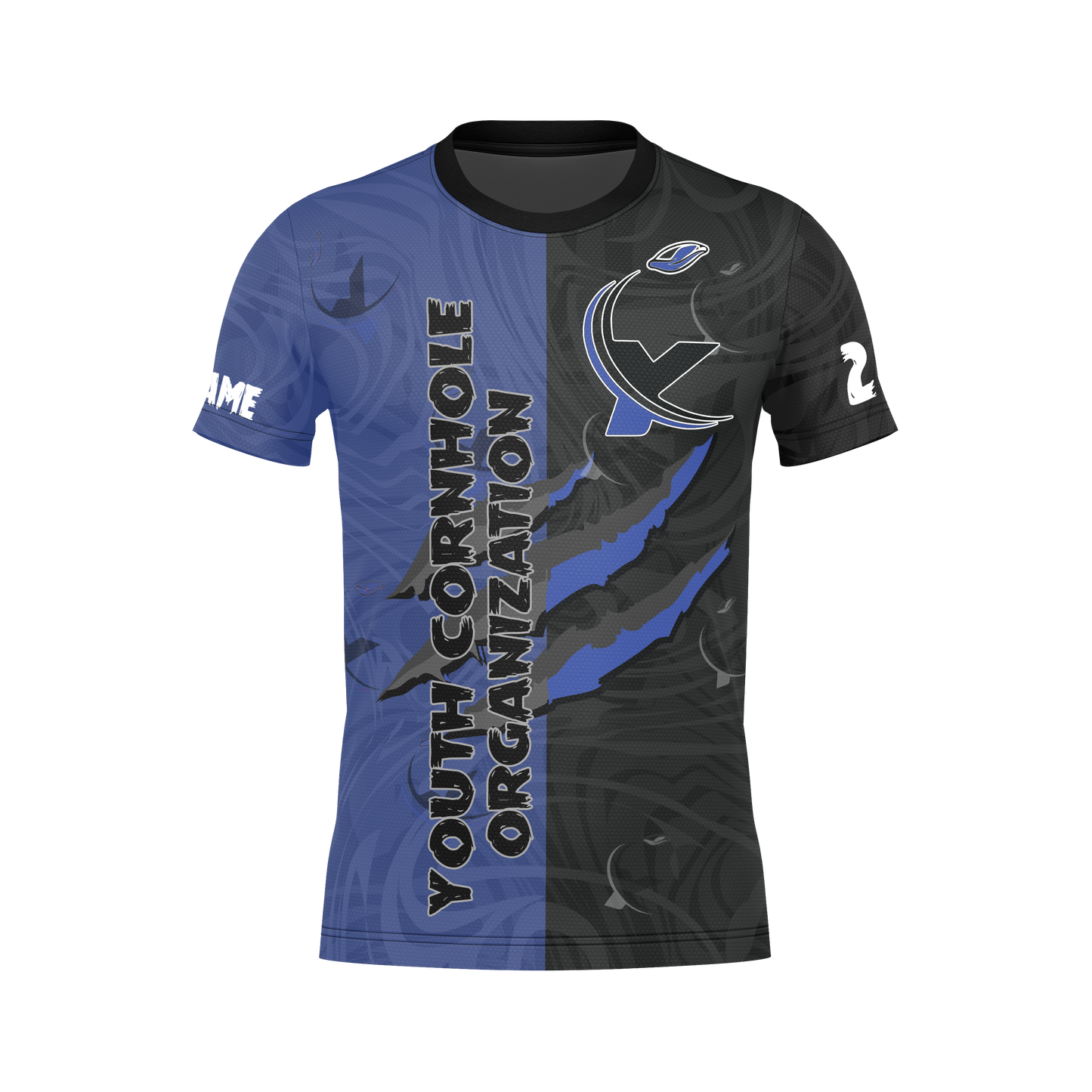All New!  2026 Youth Cornhole Jersey!-Blue/Black