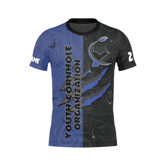 All New!  2026 Youth Cornhole Jersey!-Blue/Black