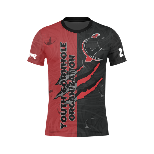 All New!  2026 Youth Cornhole Jersey!-Red/Black